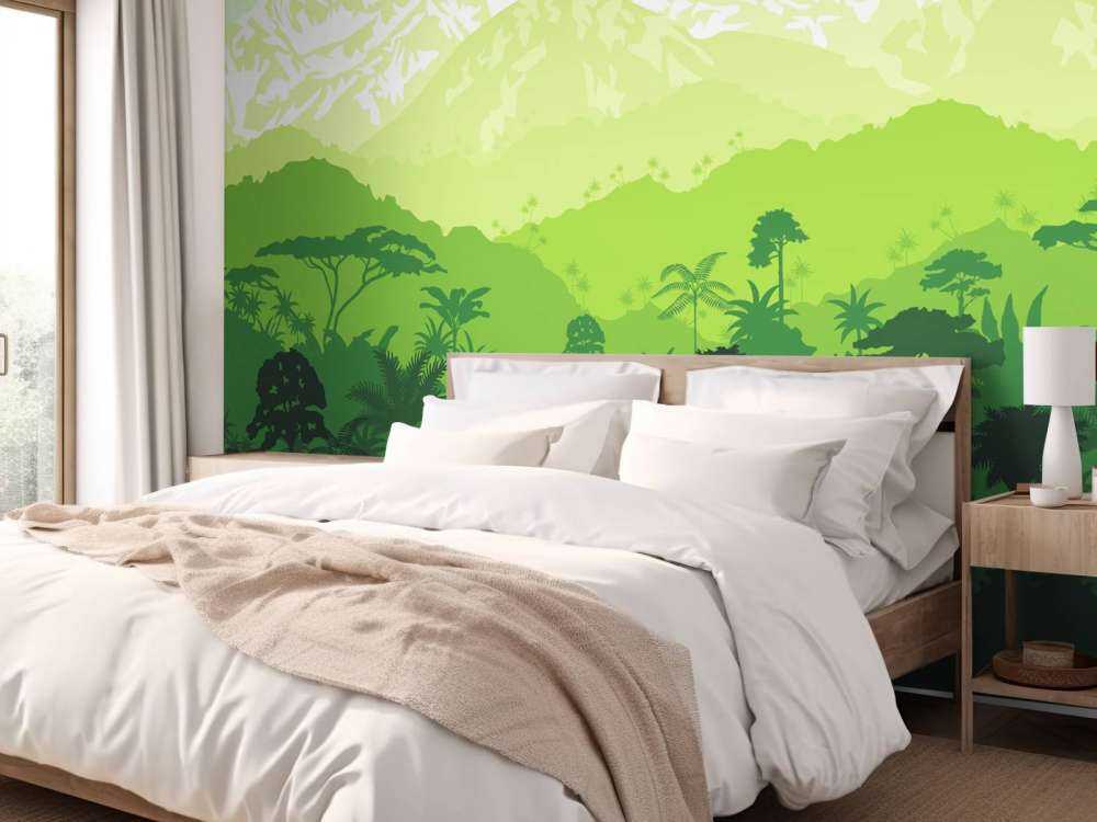 Jungle trees and high mountains