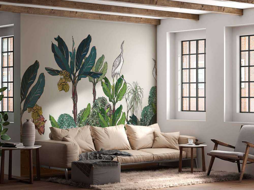 Jungle panorama with animals