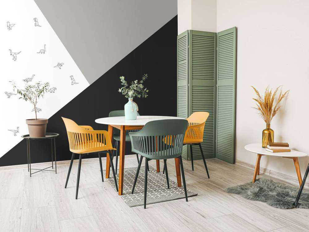 Black and white triangles with dinosaurs