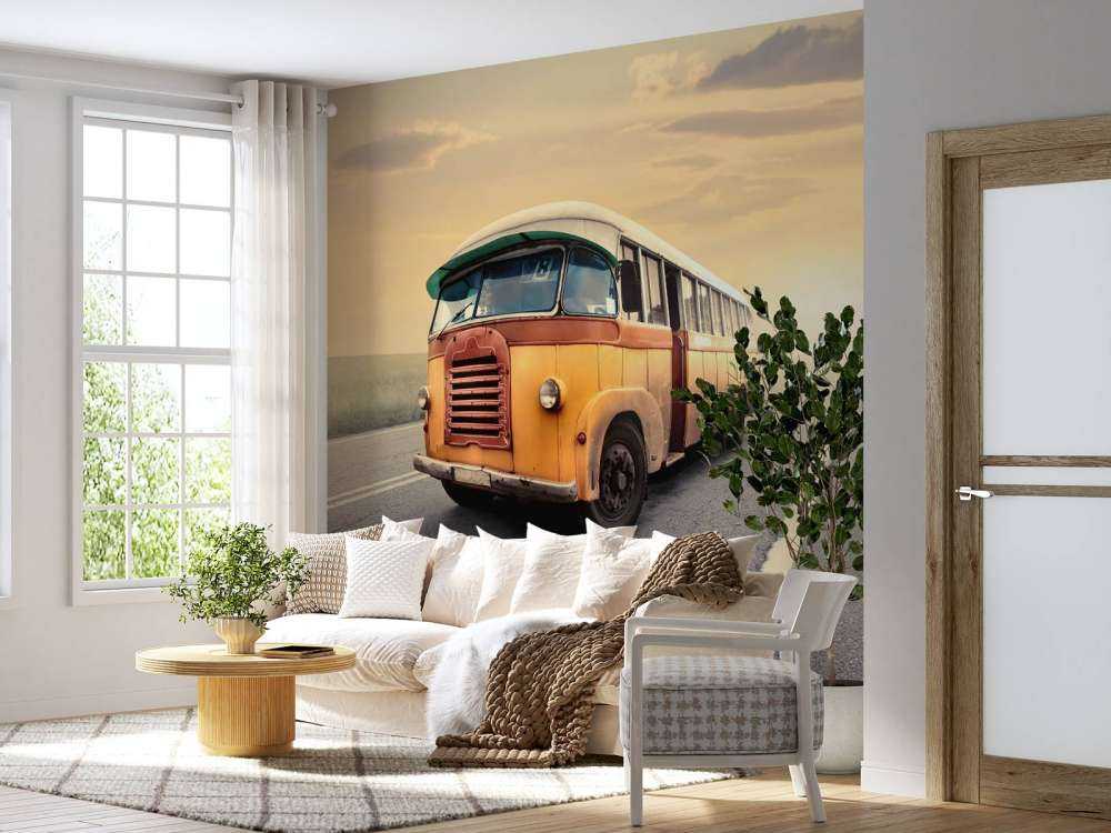 Bus on a deserted road