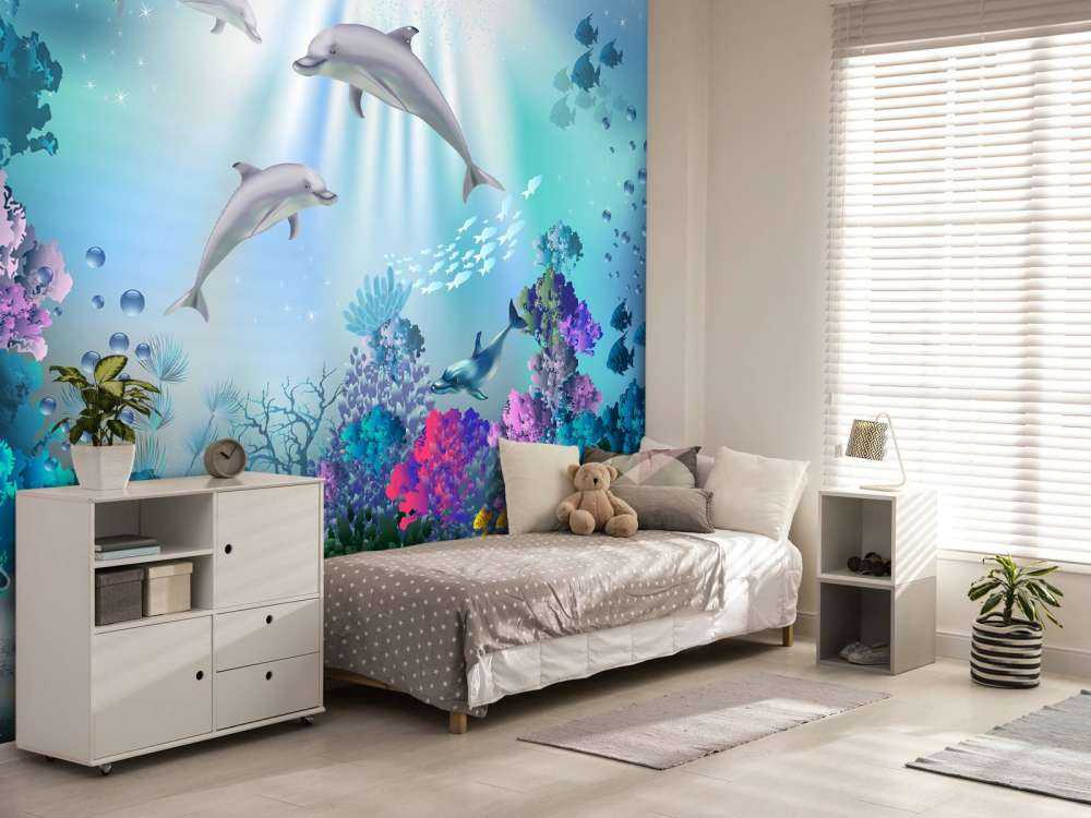 Underwater world with dolphins