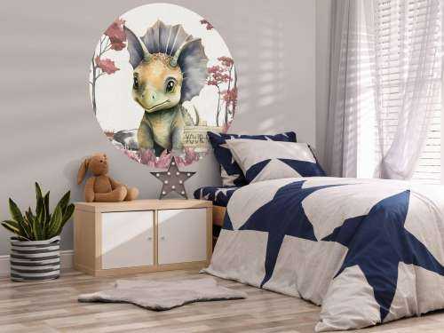 Baby triceratops in the pink jungle
