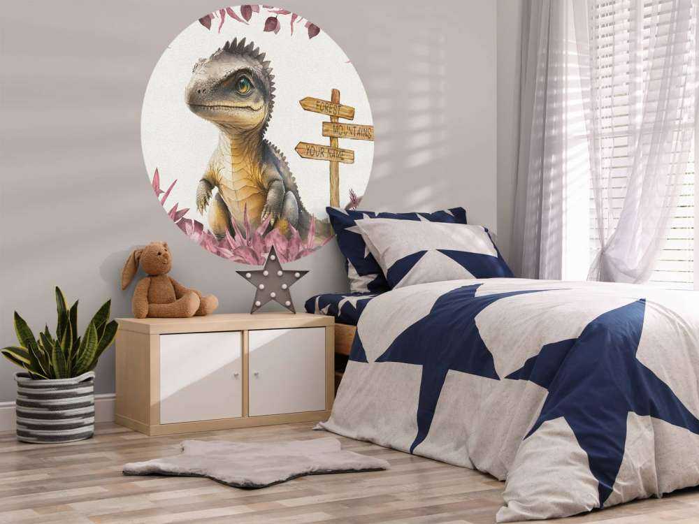 Baby spinosaurus in the pink jungle