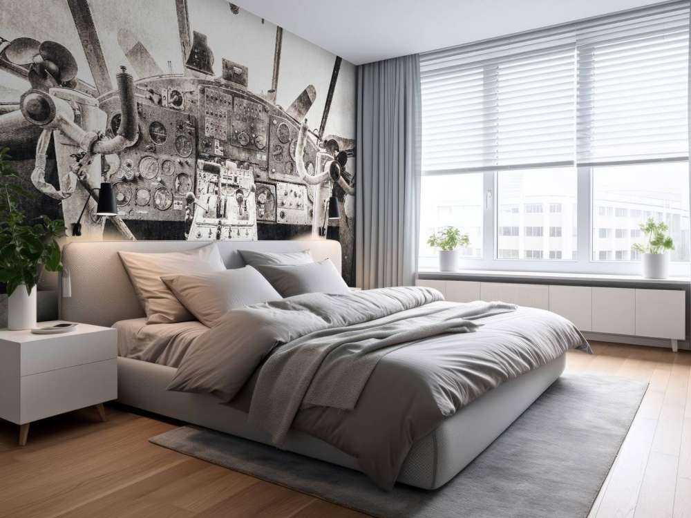 Aeroplane cockpit in sepia