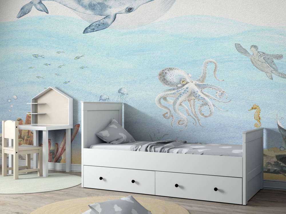 Underwater world with a whale