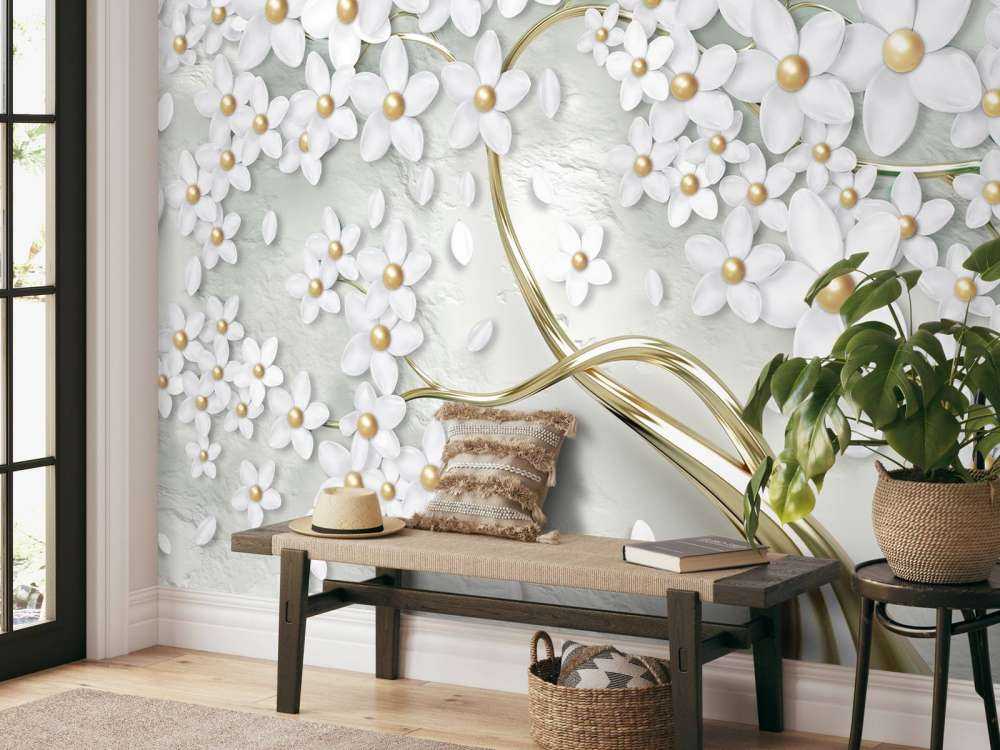 Golden white flowers