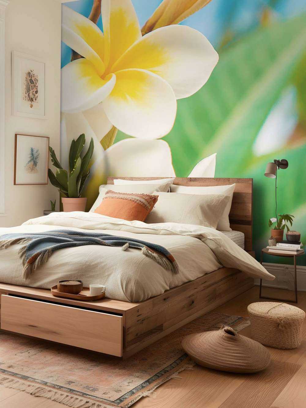 White Yellow Plumeria Flower