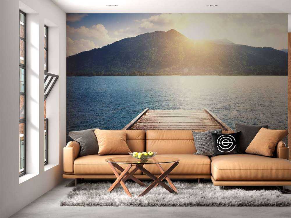 Scaffolding to a lake