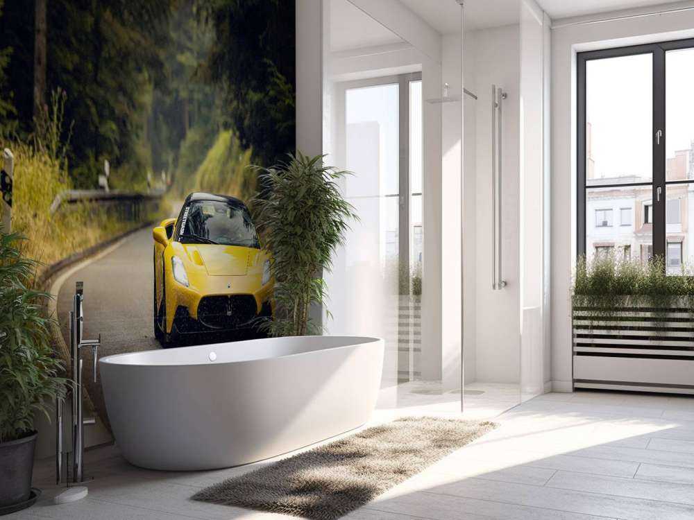 Maserati in the green forest