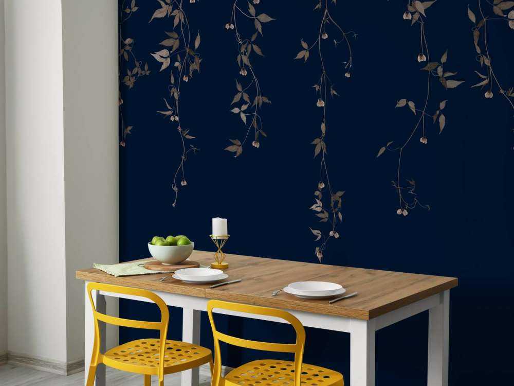 Clematis sprigs on midnight blue