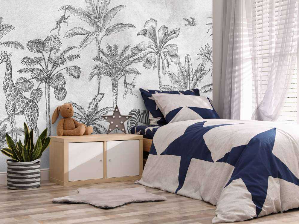 Tropical animal jungle gray