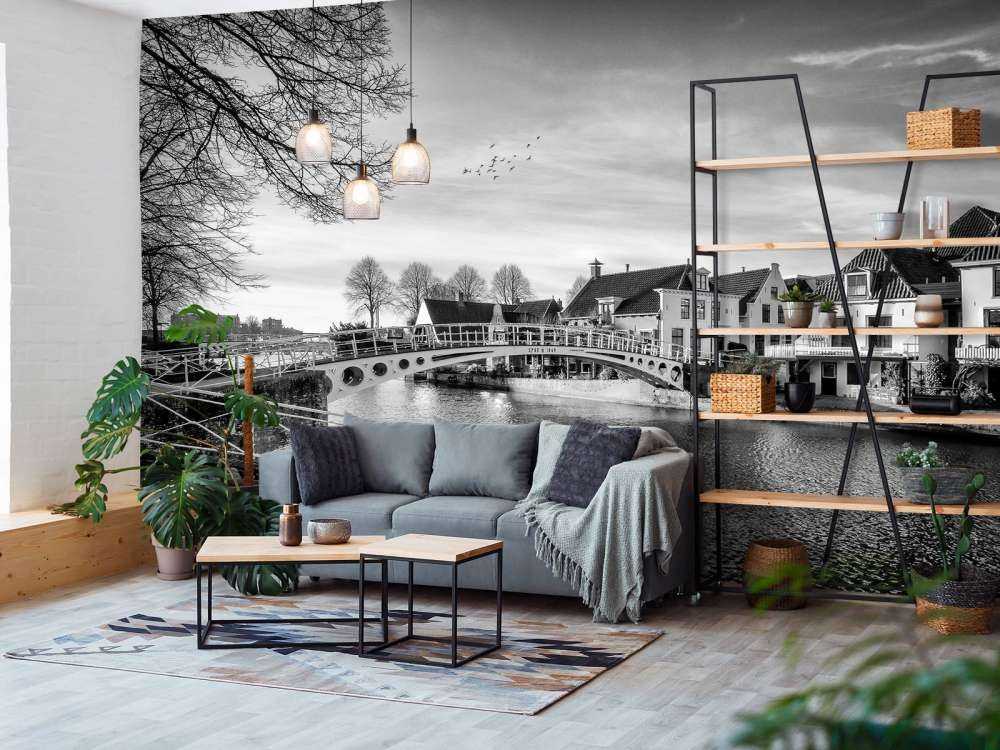 Fortified town Dokkum Bridge over Klein Diep Friesland 