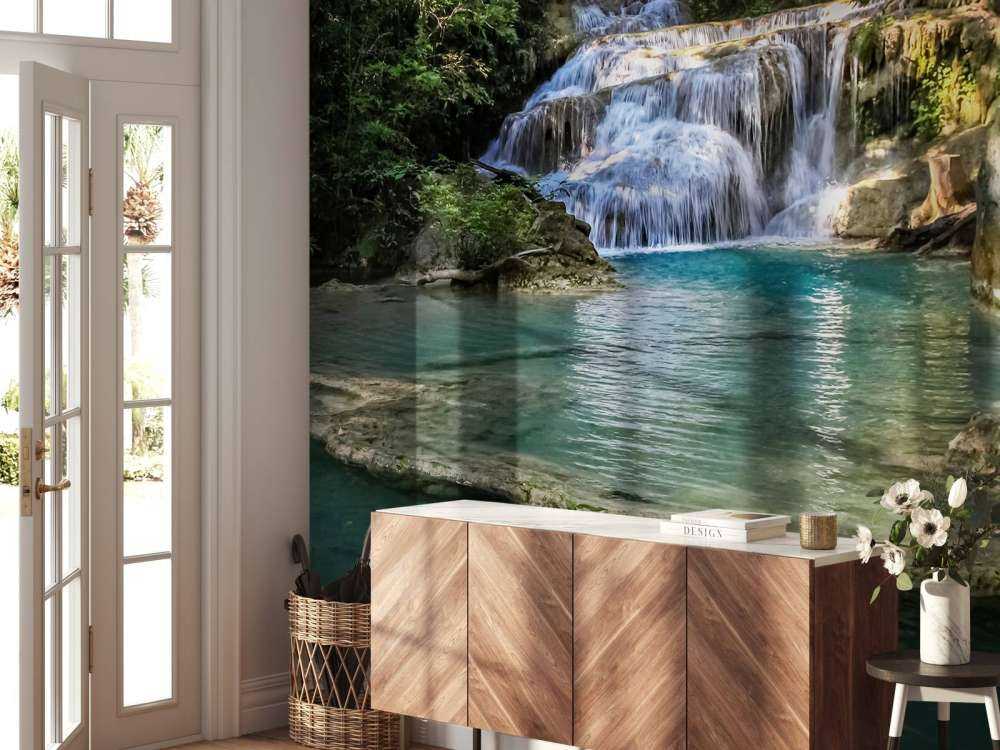 Fishing at a waterfall