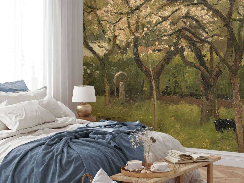 Flowering tree in an orchard