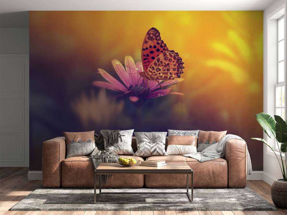 Red butterfly on flower