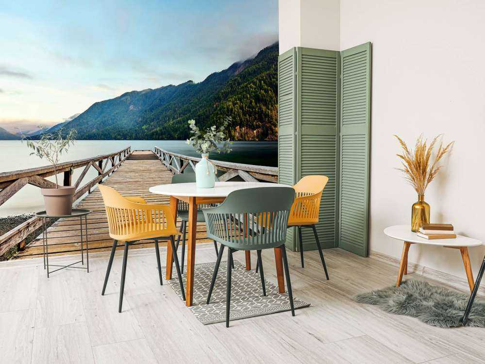 Long wooden scaffolding in more