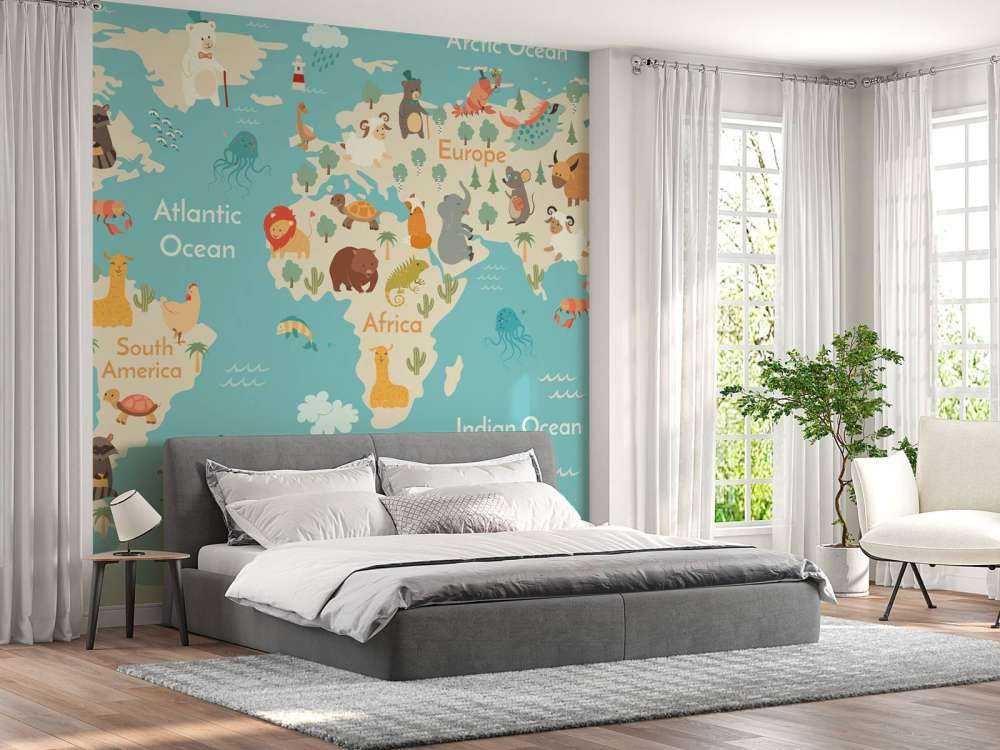 World map with animals