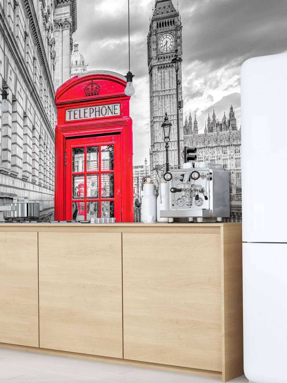 Telephone booth with Big Ben, London, UK