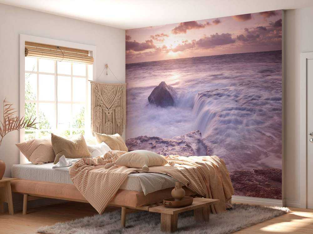 Wild sea at sunset