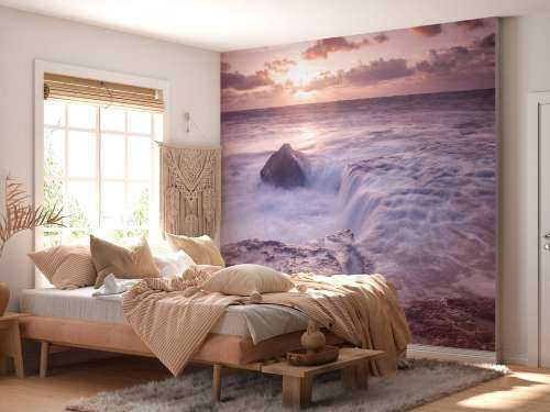 Wild sea at sunset