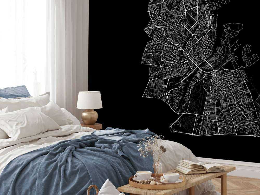 Plattegrond van Kopenhagen, zwart