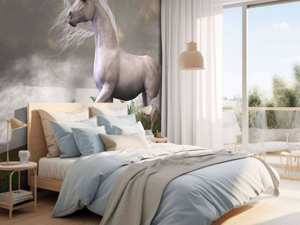 Witte eenhoorn hengst