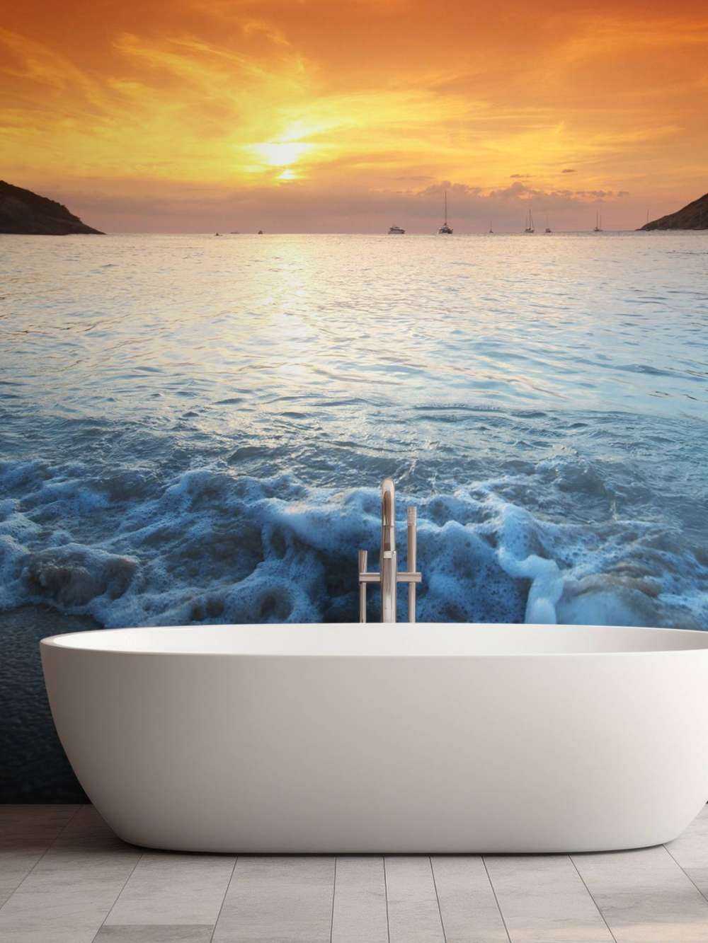 Blue beach and sunset