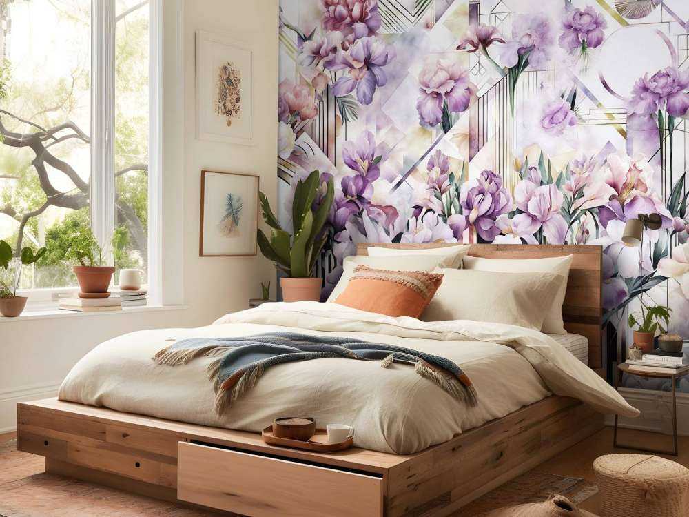 Huge Watercolor Irises Purple