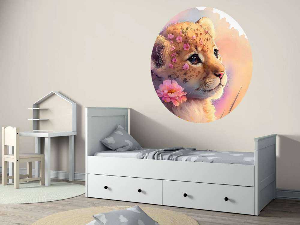 Dreamy puppy among the flowers