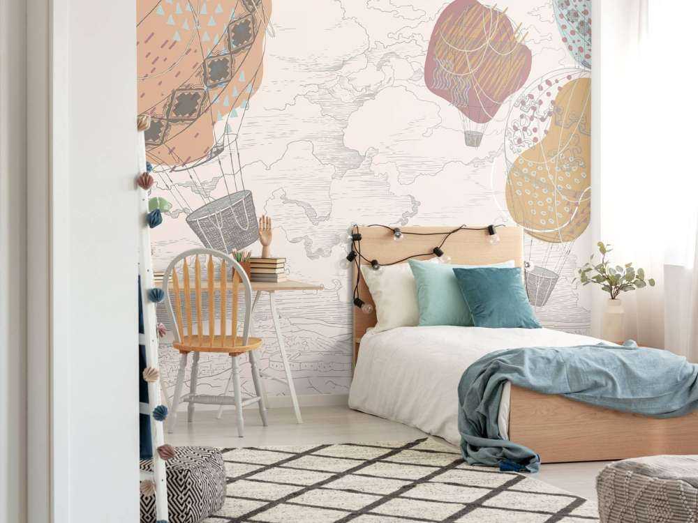 Colored hot air balloons