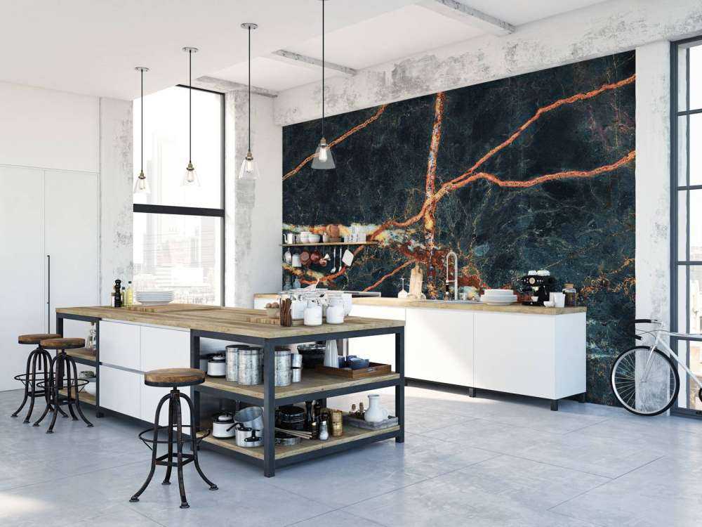 Blue marble with copper colour