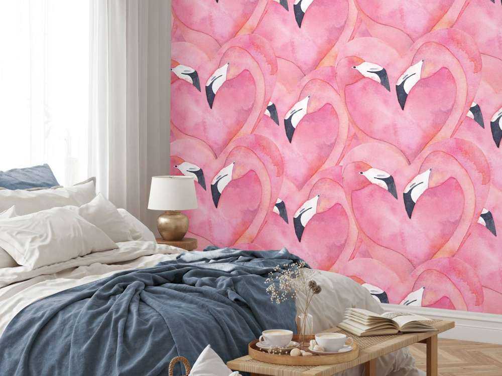 Watercolor flamingos