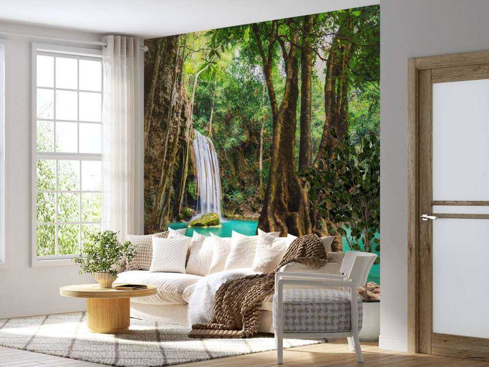 Waterfall in tropical jungle