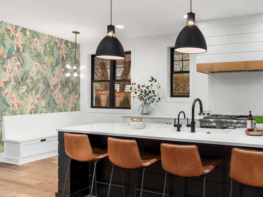 Tropical Jungle birds & parrots - sage green