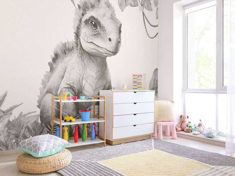 Baby ankylosaurus in the beige jungle