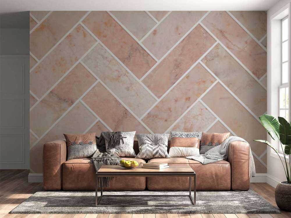 Pink marble herringbone