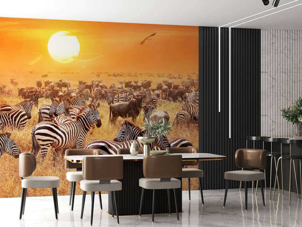 Savanna sun with zebras