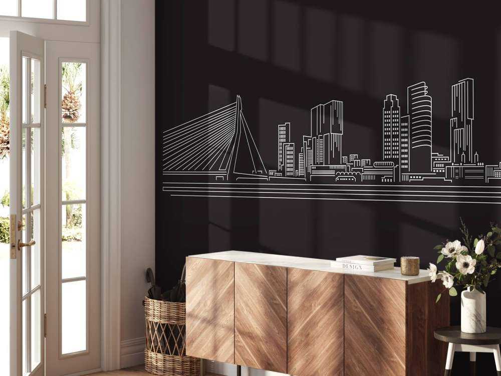 Rotterdam skyline zwart