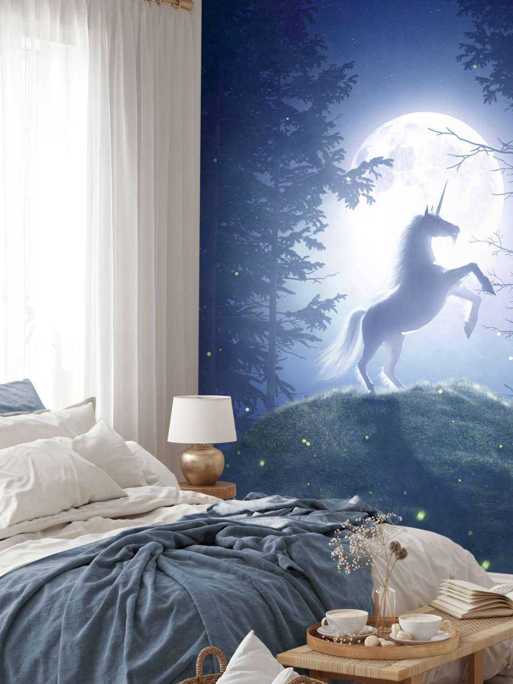 Unicorn at full moon