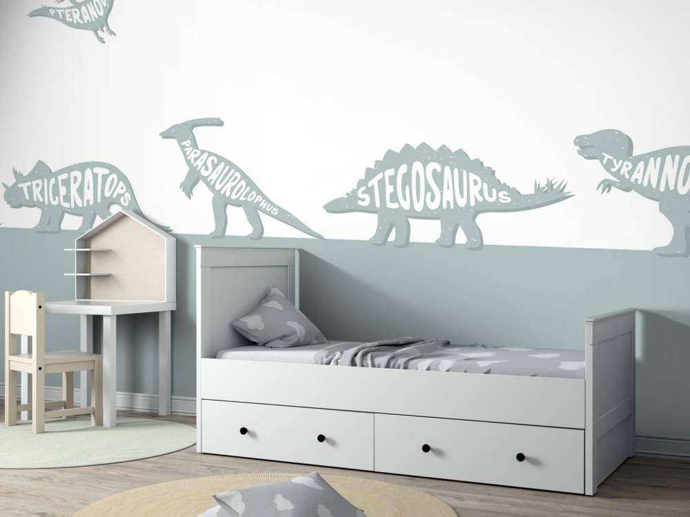 Dinos with text in blue