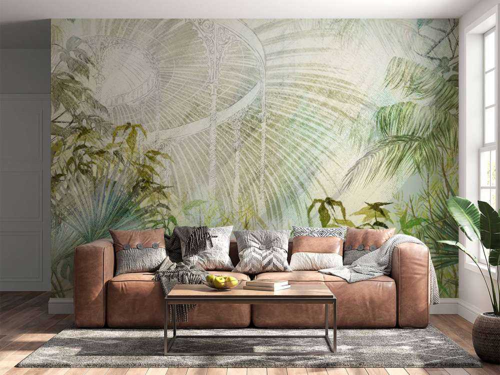 Greenhouse with tropical plants