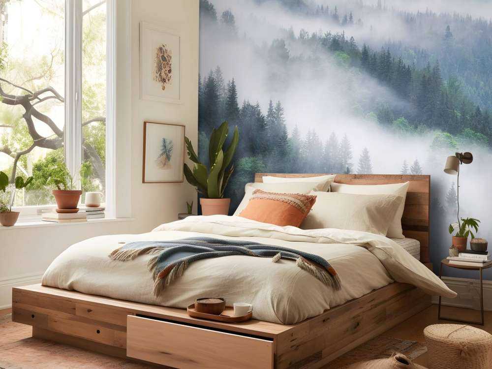 Foggy forest in the mountains