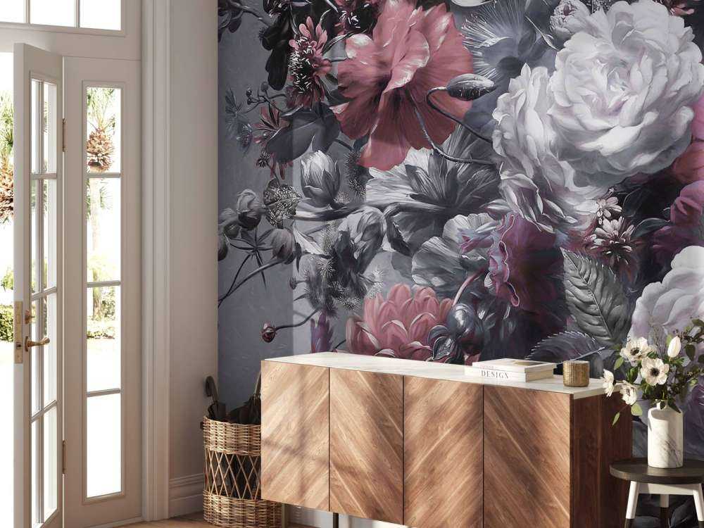 Big bouquet with red poppies