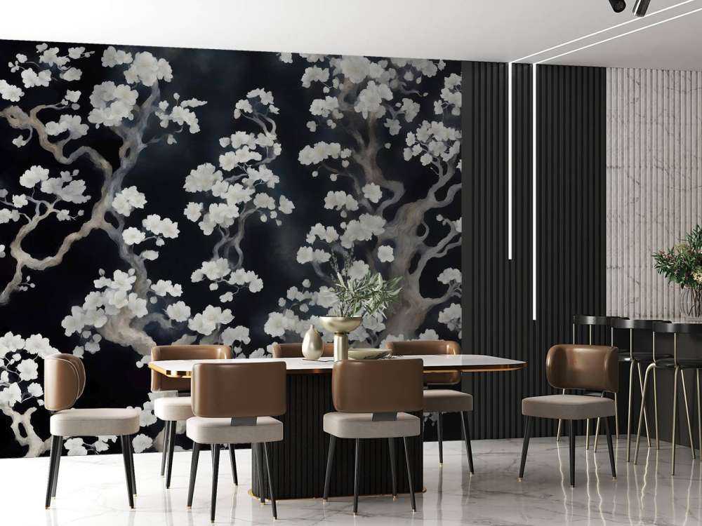 Wonderful blooming forest - black