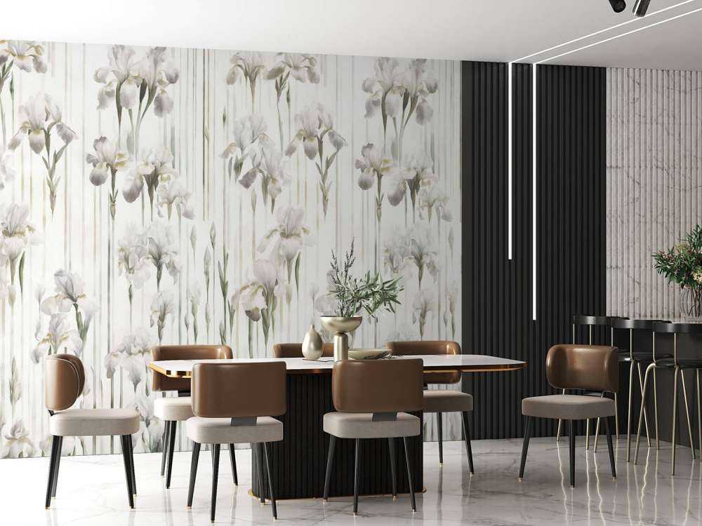 Irises and Stripes Seamless Beige