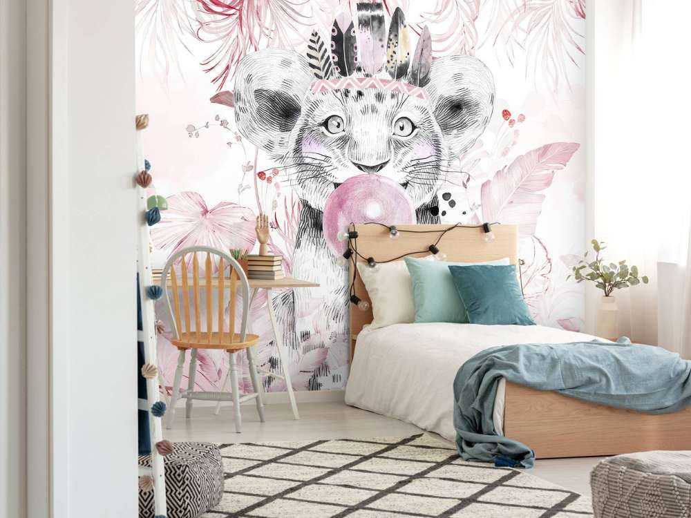 Playful pup and pink dreams