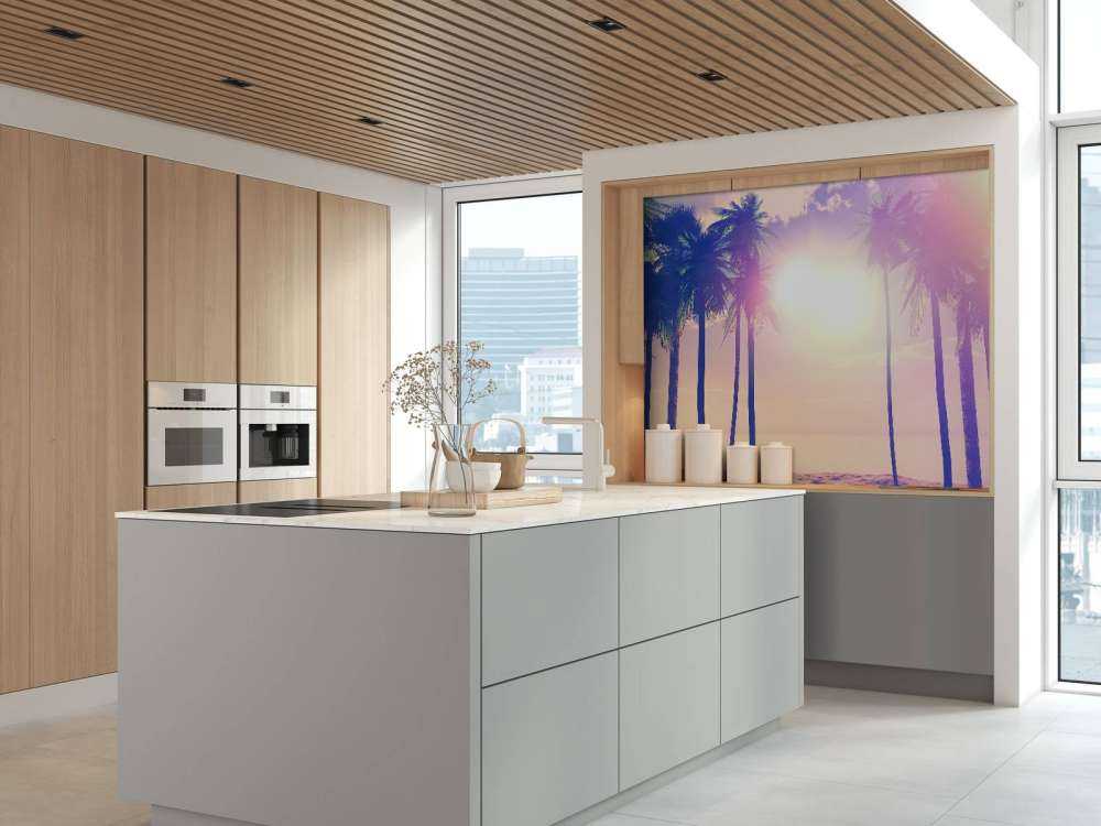 Vintage palm trees and ocean