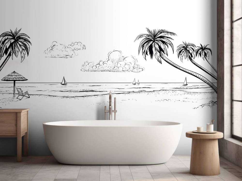 Beach in black and white