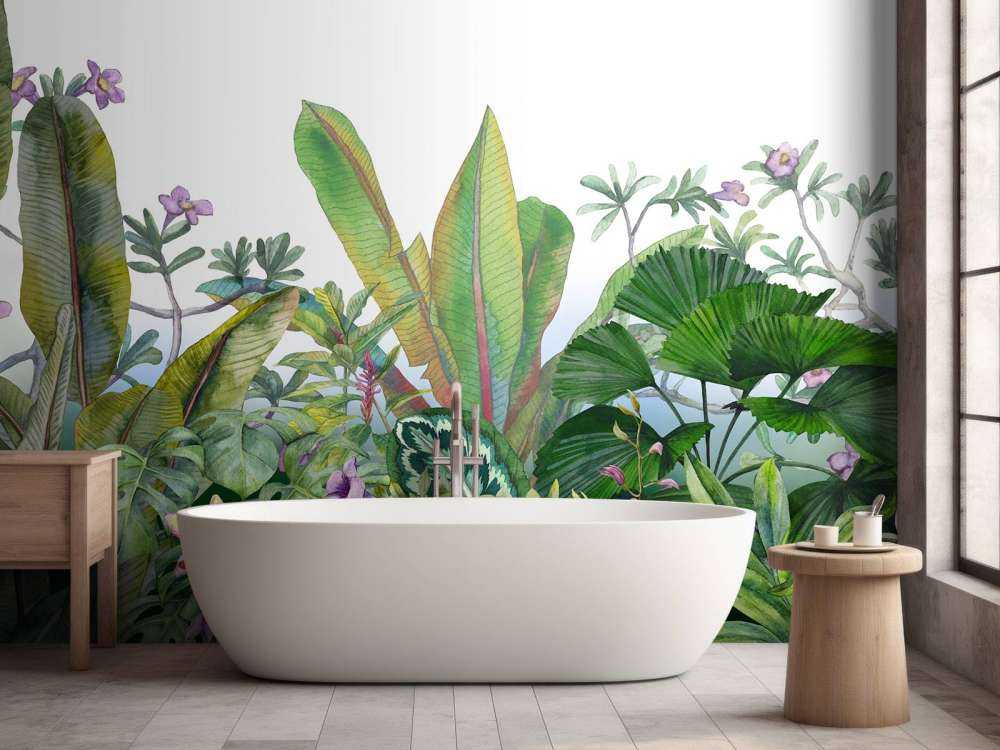 Watercolour leaves and flowers