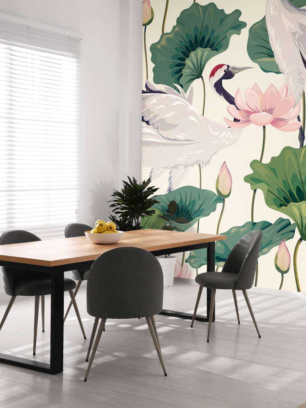 Kraanvogel paar met lotus